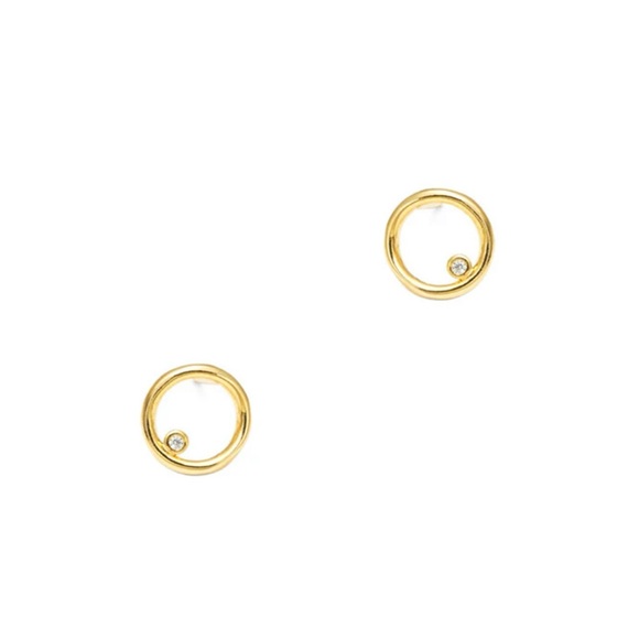 NWT Revolve TAI Hollow Circle Earrings Gold With Crystal Stone - Picture 1 of 5